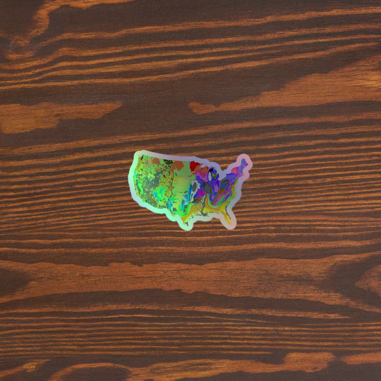 Geo-map of U.S.A. Holographic stickers