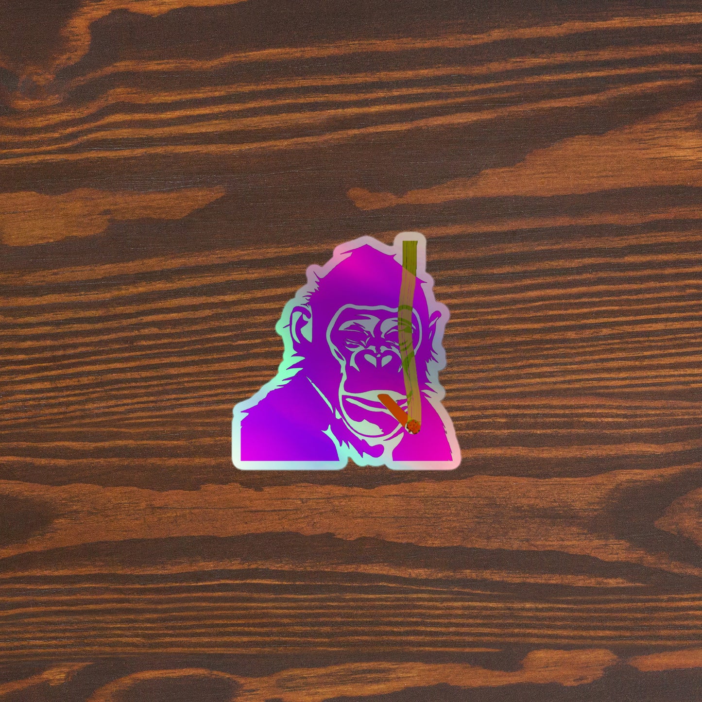 Pink Smoking Ape Holographic stickers