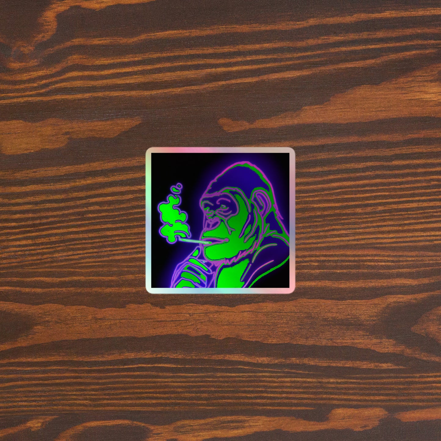 Green Toking Ape Holographic stickers