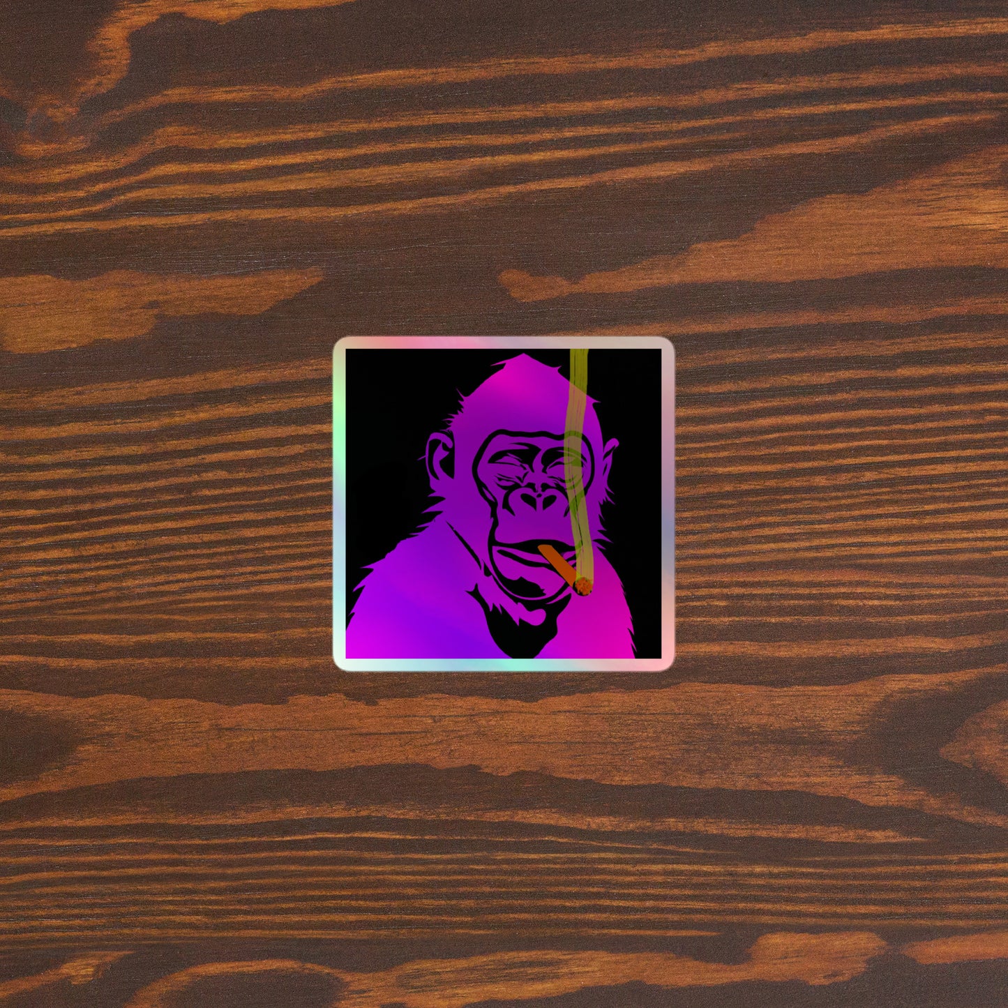 Pink Smoking Ape Holographic stickers WBG