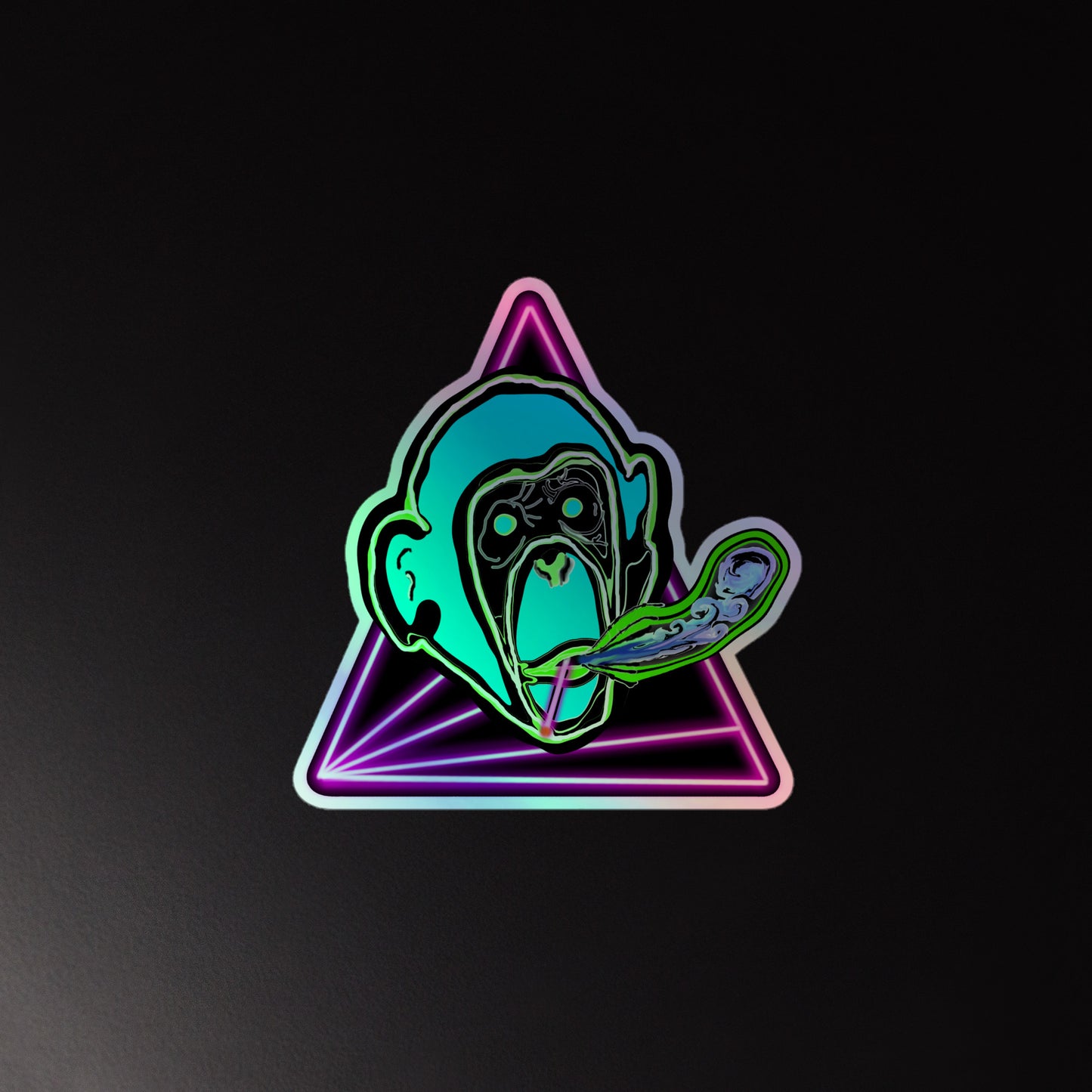 Smoking Ape Emblem Holographic stickers