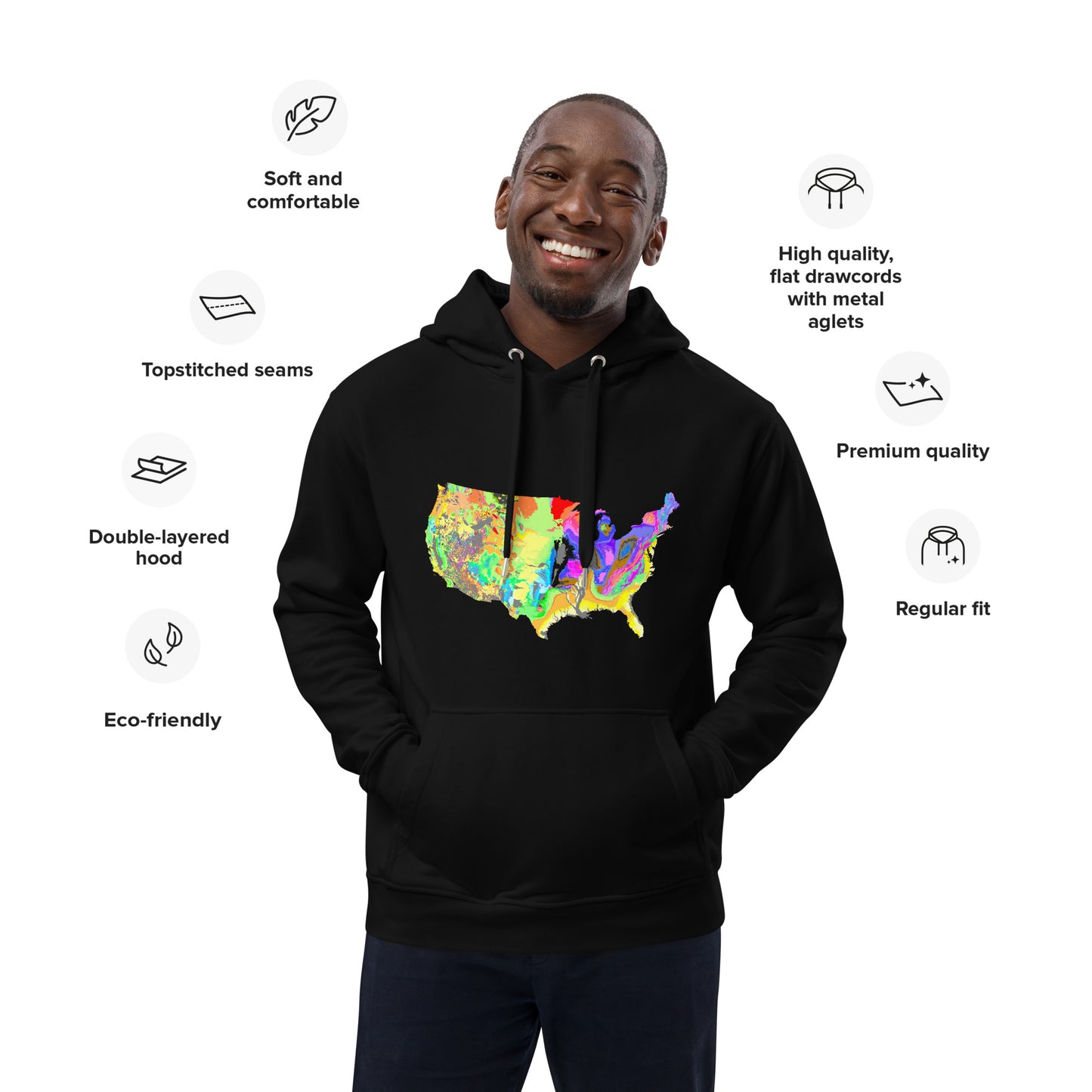 Geo-map, Eco-friendly, Hoodie